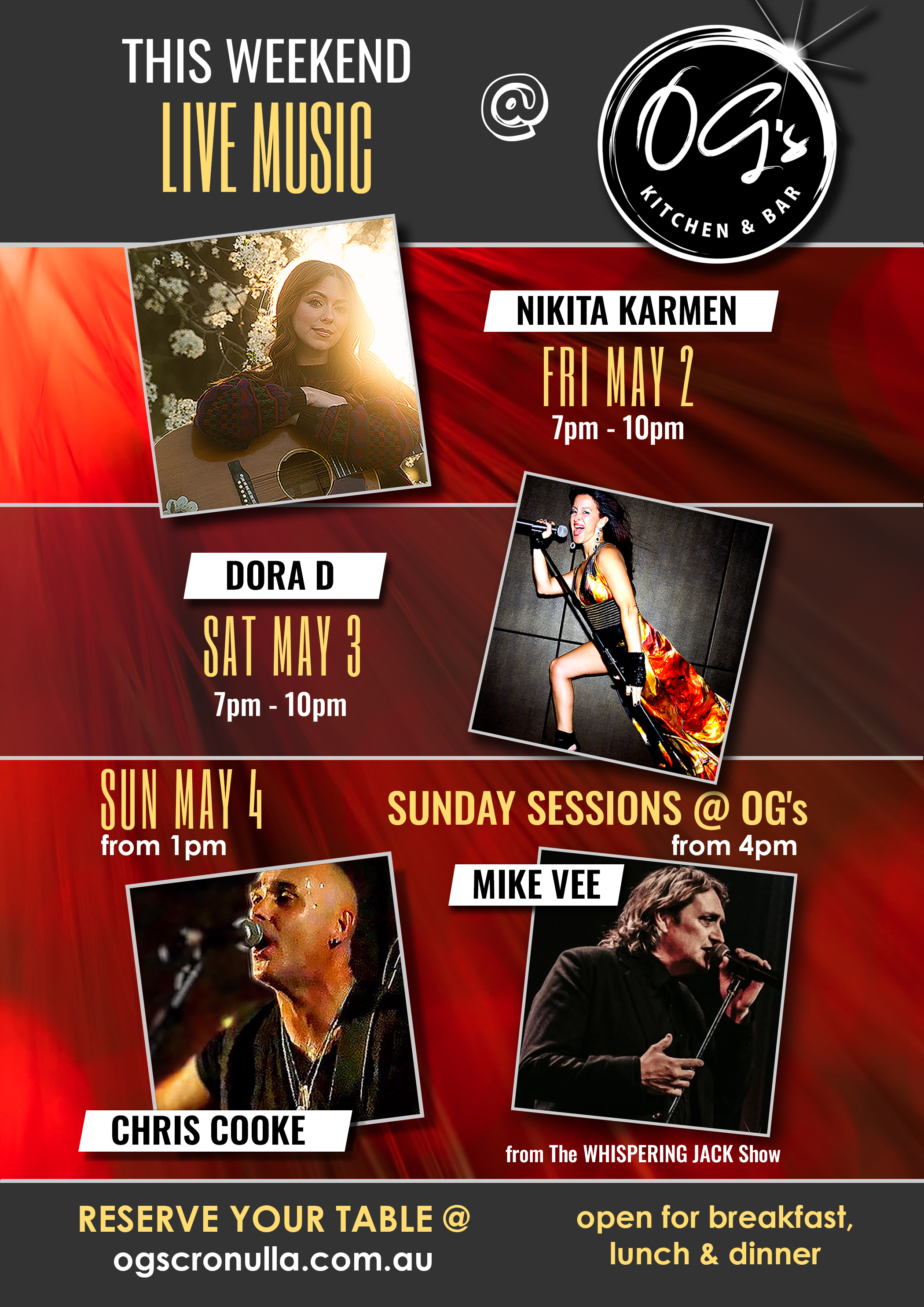 Entertainment This Week at OG's Cronulla
