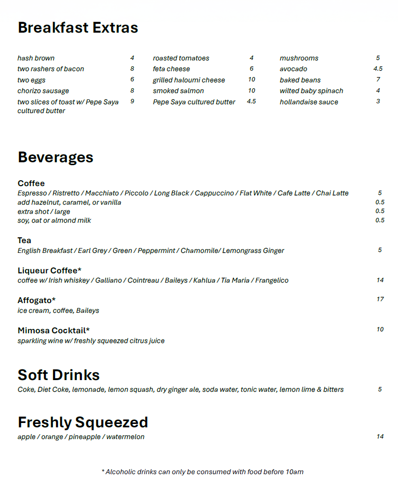 OG's Breakfast Menu